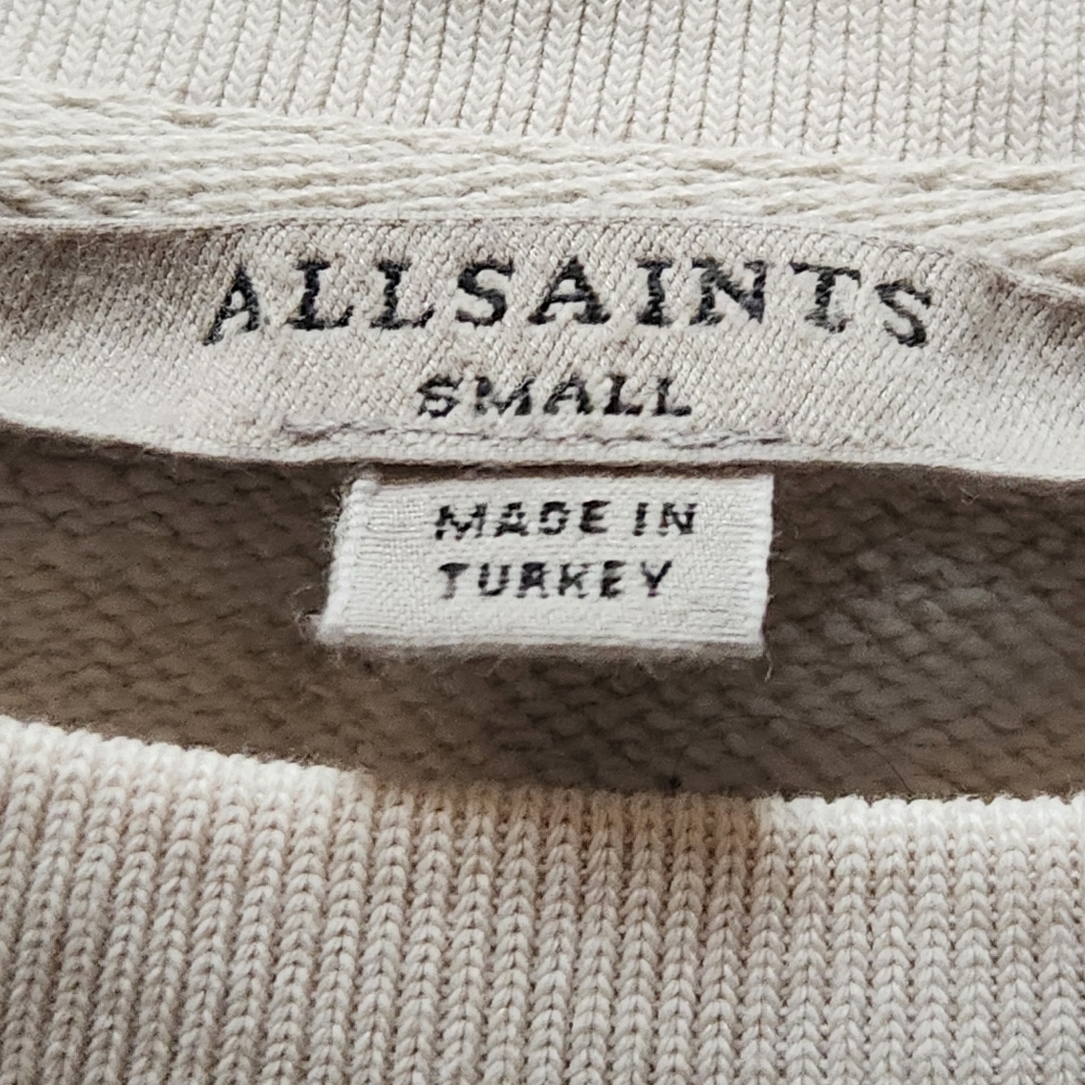 ALL SAINTS Sweatshirt Women's Small White Pullover Grunge Metal Side Clips - Picture 3 of 13